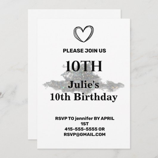 Invitation Simple ajout minimal du nom de texte du logo (Devant / Derrière)