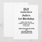 Invitation Simple ajout minimal du nom de texte du logo (Devant / Derrière)