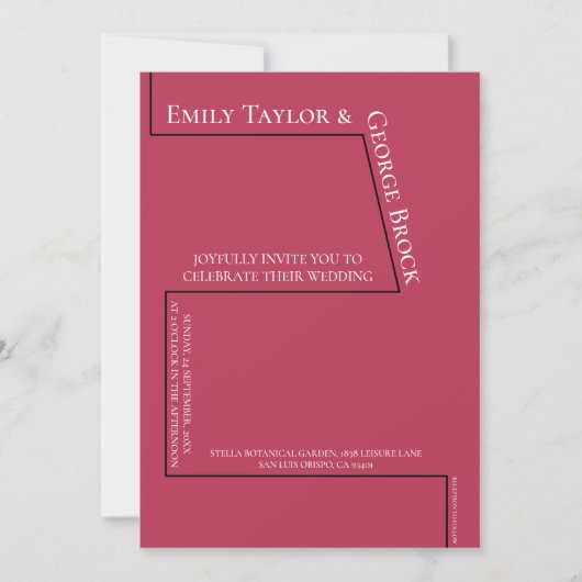 Invitation Simple amusant blanc Script Magenta Mariage modern (Devant)