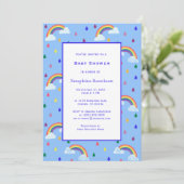 Invitation Simple amusant Rainbow Blue Sky Baby shower fronti (Debout devant)