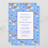 Invitation Simple amusant Rainbow Blue Sky Baby shower fronti (Devant / Derrière)