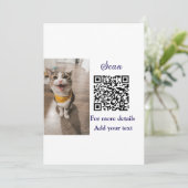 Invitation Simple animal name details QR code add text photo (Debout devant)