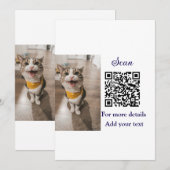Invitation Simple animal name details QR code add text photo (Devant / Derrière)