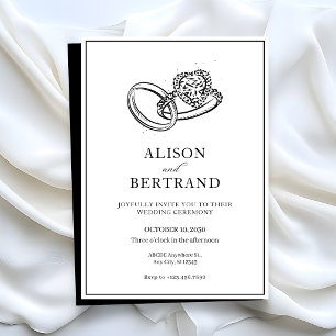 Invitation Simple anneau de mariage couple élégant moderne