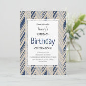 Invitation Simple Anniversaire Chevron Bleu (Debout devant)