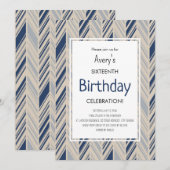 Invitation Simple Anniversaire Chevron Bleu (Devant / Derrière)