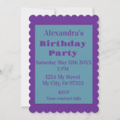 Invitation Simple Anniversaire Violet et Vert (Devant)