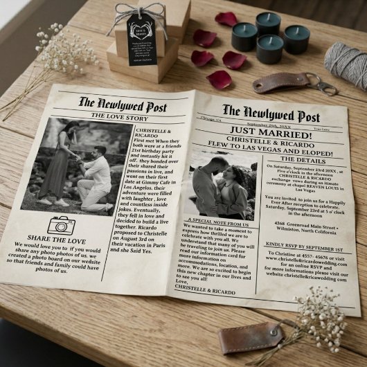 Invitation Simple annonce de mariage dans un journal pour jeu