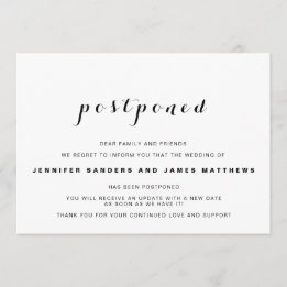 Invitation Simple Annonce de Mariage Reporté