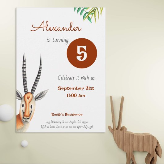 Invitation Simple Antelope Safari Annithday