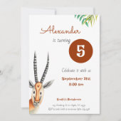 Invitation Simple Antelope Safari Annithday (Devant)