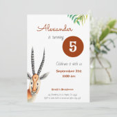 Invitation Simple Antelope Safari Annithday (Debout devant)