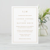 Invitation Simple Antique Or Monogramme Mariage élégant (Debout devant)
