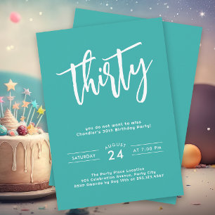 Invitation Simple Aqua Colorful 30th Birthday Party