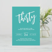 Invitation Simple Aqua Colorful 30th Birthday Party (Debout devant)