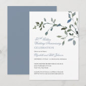 Invitation Simple Aquarelle Bleu 50e Anniversaire de Mariage (Devant / Derrière)