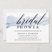 Invitation Simple aquarelle bleu calligraphie nuptiale (Devant)