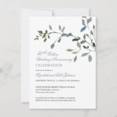 Invitation Simple aquarelle bleue 50e anniversaire de mariage (Devant)