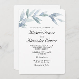 Invitation Simple aquarelle botanique feuilles Élégant mariag