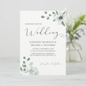 Invitation Simple Aquarelle Botanique Vert Mariage Script (Debout devant)