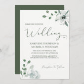 Invitation Simple Aquarelle Botanique Vert Mariage Script (Devant / Derrière)