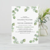 Invitation Simple aquarelle Eucalyptus Mariage vert (Debout devant)