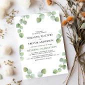 Invitation Simple aquarelle Eucalyptus Mariage vert