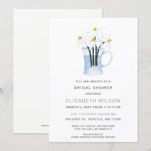 Invitation Simple aquarelle marguerite Fête des mariées de pa