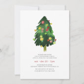 Invitation Simple Aquarelle Noël Arbre Dîner De Vacances (Devant)