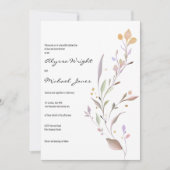 Invitation Simple aquarelle rose menthe lilas feuille Mariage (Devant)