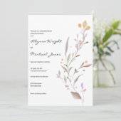Invitation Simple aquarelle rose menthe lilas feuille Mariage (Debout devant)