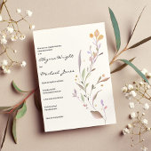 Invitation Simple aquarelle rose menthe lilas feuille Mariage