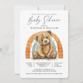 Invitation Simple aquarelle Teddy Bear Rainbow Baby shower (Devant)