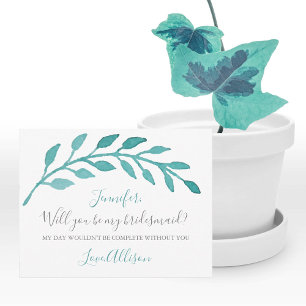 Invitation Simple Aquarelle Turquoise Serez-Vous Ma Femme D'A
