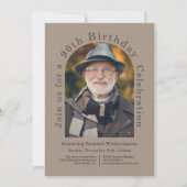 Invitation Simple Arc 90e fête d'anniversaire avec 2 photos (Devant)