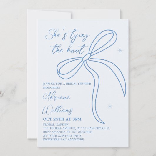 Invitation Simple Arc Bridal Shower Bleu (Devant)
