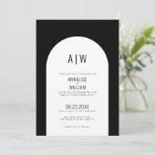 Invitation Simple Arc moderne noir Mariage blanc (Debout devant)