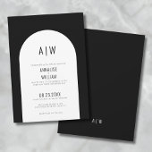 Invitation Simple Arc moderne noir Mariage blanc