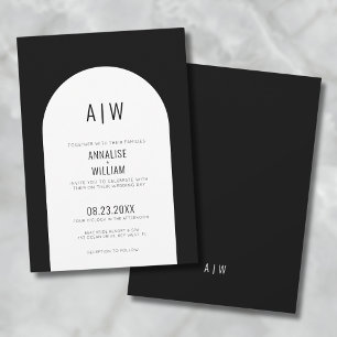 Invitation Simple Arc moderne noir Mariage blanc