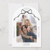 Invitation Simple Arc Photo Black Bow Wedding Enregistrer la (Devant)