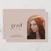 Invitation Simple Arc Photo Faded Blush Graduation Party (Devant / Derrière)