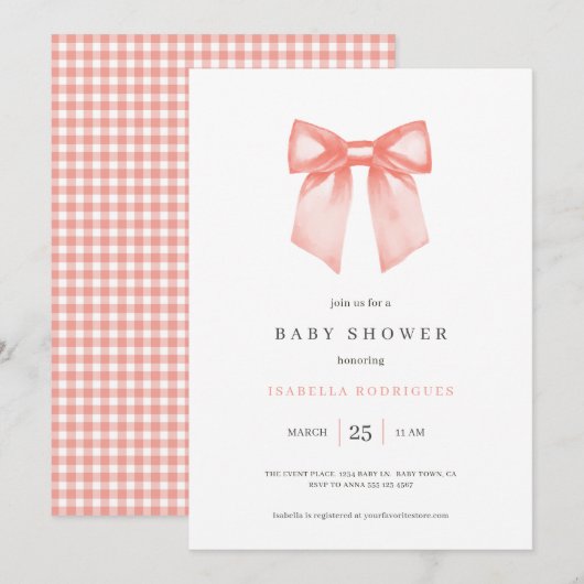 Invitation Simple Arc pour Baby Shower (Devant / Derrière)