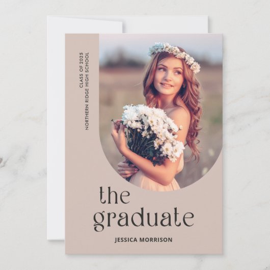 Invitation Simple Arch Dusty Rose Photo Graduation Party (Devant)