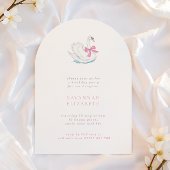 Invitation Simple Arch Swan & Pink Bow Girls Birthday Party