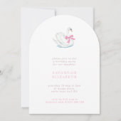 Invitation Simple Arch Swan & Pink Bow Girls Birthday Party (Devant)