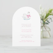 Invitation Simple Arch Swan & Pink Bow Girls Birthday Party (Debout devant)