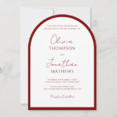 Invitation Simple Arche de mariage à bordure rouge cramoisie  (Devant)