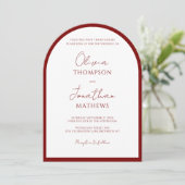 Invitation Simple Arche de mariage à bordure rouge cramoisie  (Debout devant)