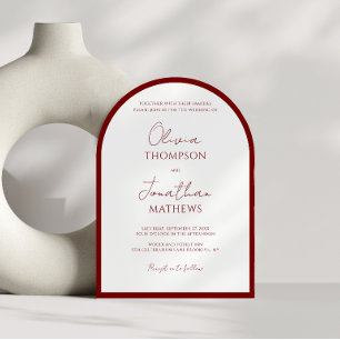 Invitation Simple Arche de mariage à bordure rouge cramoisie