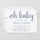 Invitation Simple ardoise Oh Baby | Douche Dusty Blue Flouris (Devant)